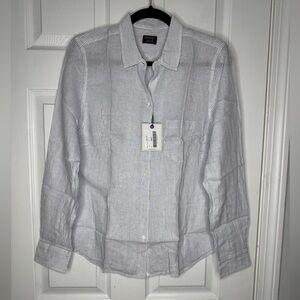 UNTUCKIT NWT Angelen Woman’s Blue White Micro Stripe Linen/Tencel Blend Size 8